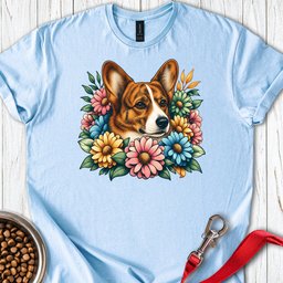 Cardigan Welsh Corgi Red Brindle Flowers T Shirt Gift For Dog Lover