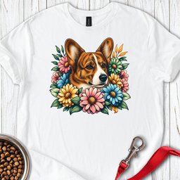 Cardigan Welsh Corgi Red Brindle Flowers T Shirt Gift For Dog Lover