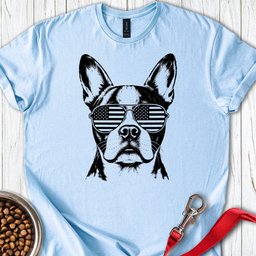 Boston Terrier Flag Shades T Shirt Gift For Dog Lover
