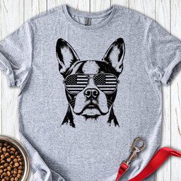 Boston Terrier Flag Shades T Shirt Gift For Dog Lover