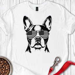 Boston Terrier Flag Shades T Shirt Gift For Dog Lover