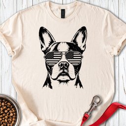 Boston Terrier Flag Shades T Shirt Gift For Dog Lover