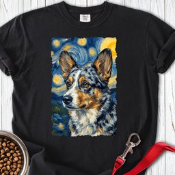 Cardigan Welsh Corgi Blue Merle Van Gogh Premium Tee Gift For Dog Lover