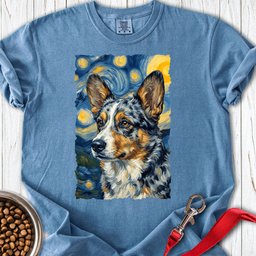 Cardigan Welsh Corgi Blue Merle Van Gogh Premium Tee Gift For Dog Lover