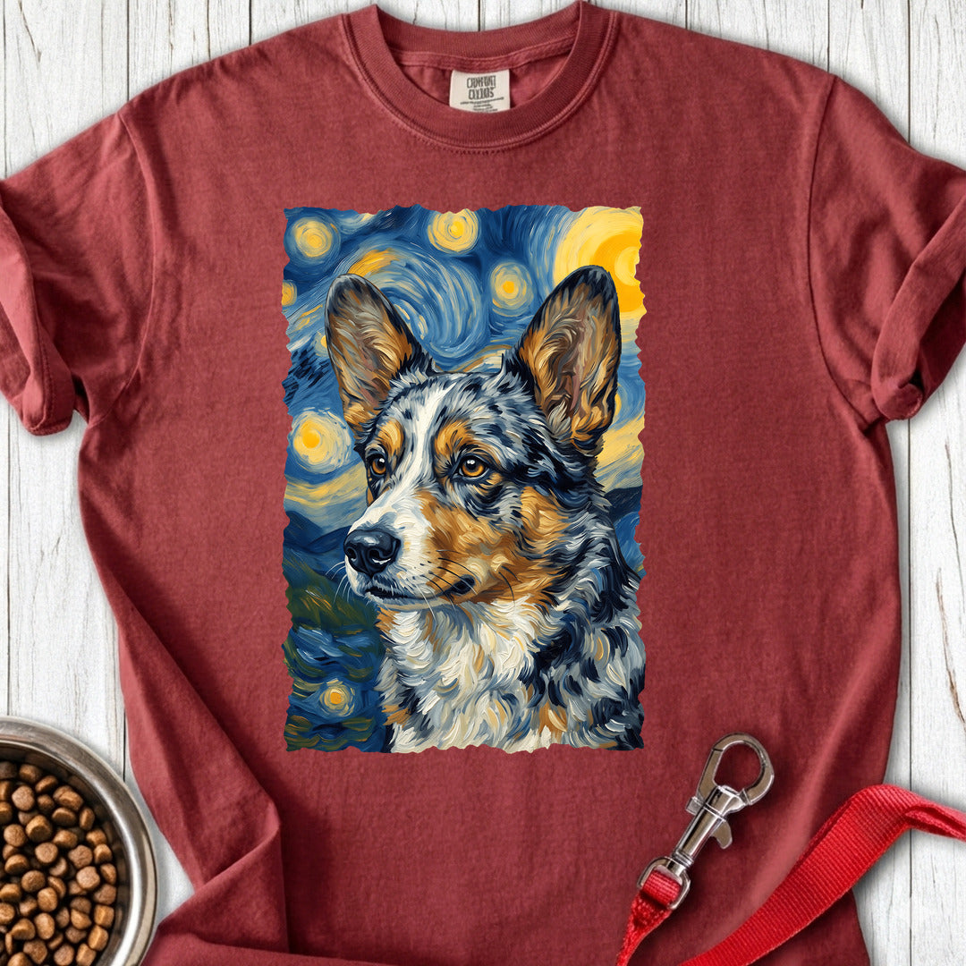 Cardigan Welsh Corgi Blue Merle Van Gogh Premium Tee Gift For Dog Lover