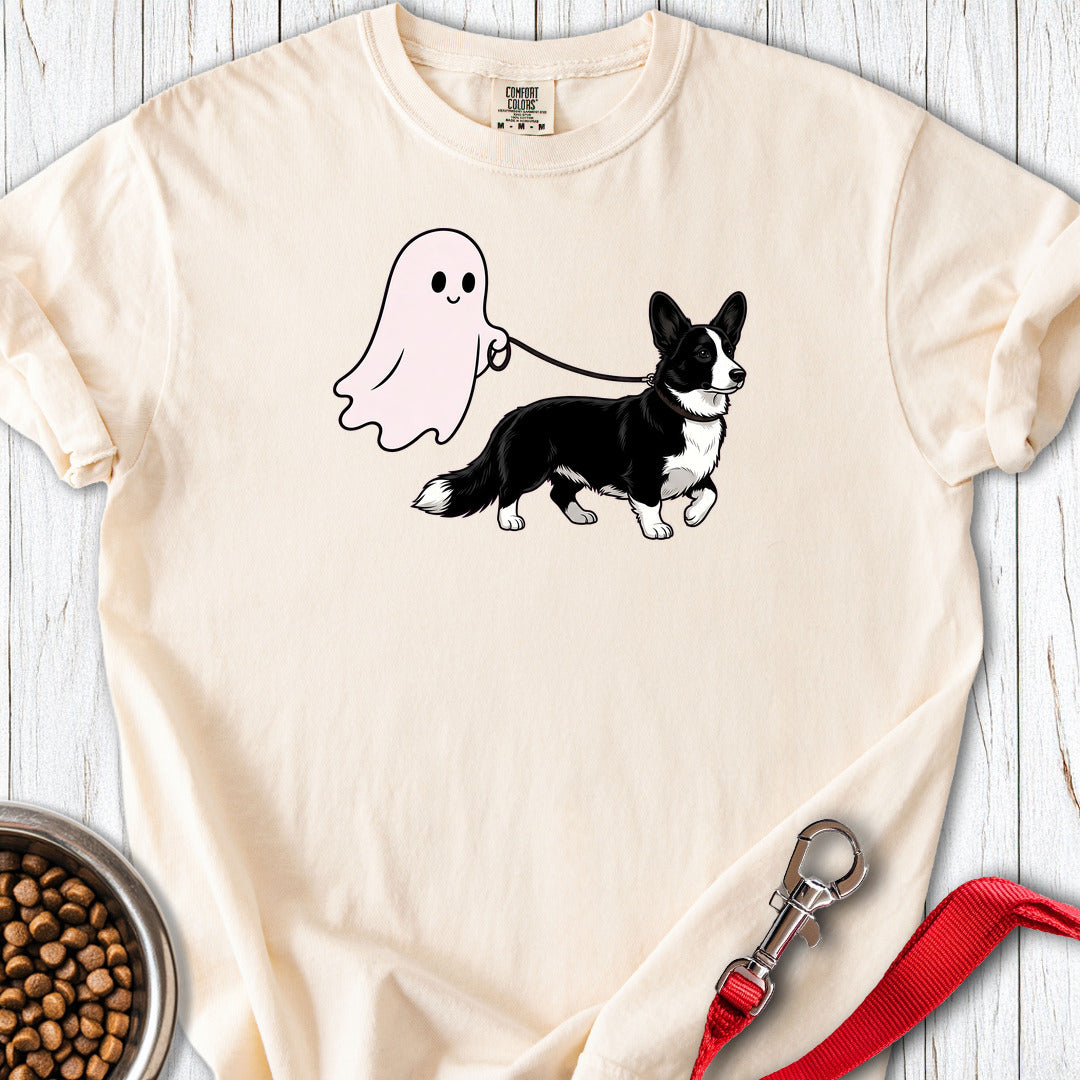 Cardigan Welsh Corgi Black And White Ghost Walk Premium Tee Gift For Dog Lover