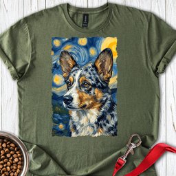 Cardigan Welsh Corgi Blue Merle Van Gogh T Shirt Gift For Dog Lover