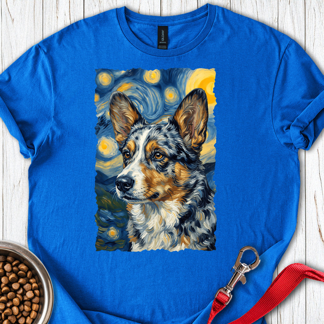 Cardigan Welsh Corgi Blue Merle Van Gogh T Shirt Gift For Dog Lover