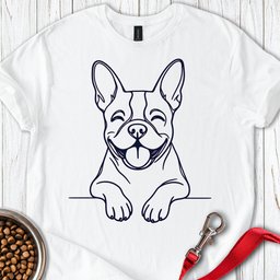 Boston Terrier Lineart T Shirt Gift For Dog Lover