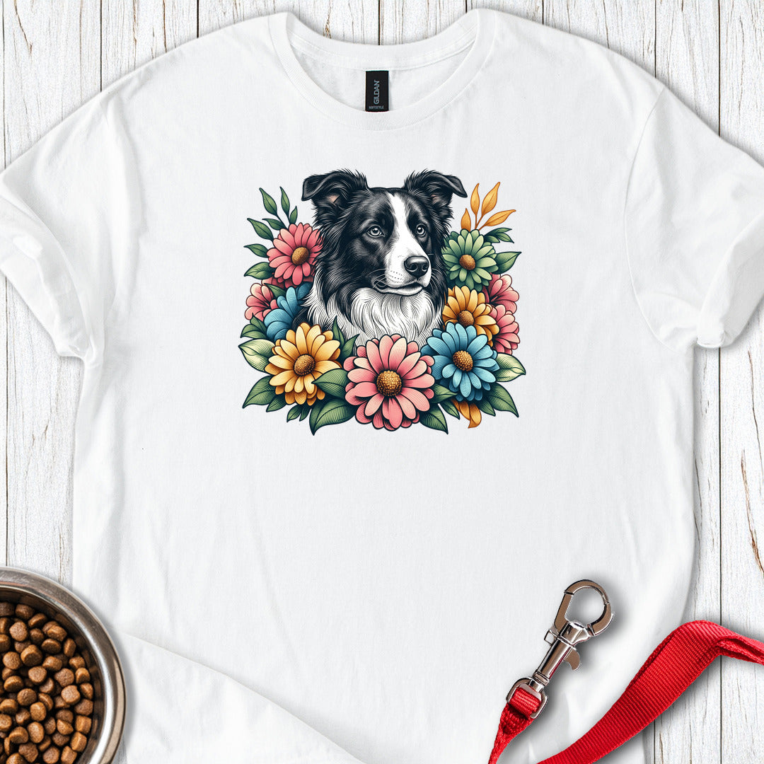 Border Collie Flowers T Shirt Gift For Dog Lover