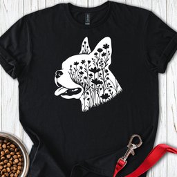 Boston Terrier Flowers T Shirt Gift For Dog Lover