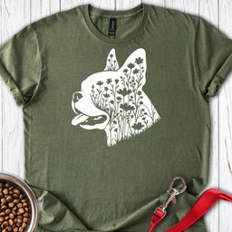 Boston Terrier Flowers T Shirt Gift For Dog Lover