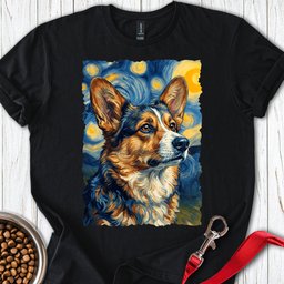 Cardigan Welsh Corgi Sable Van Gogh T Shirt Gift For Dog Lover