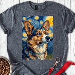 Cardigan Welsh Corgi Sable Van Gogh T Shirt Gift For Dog Lover