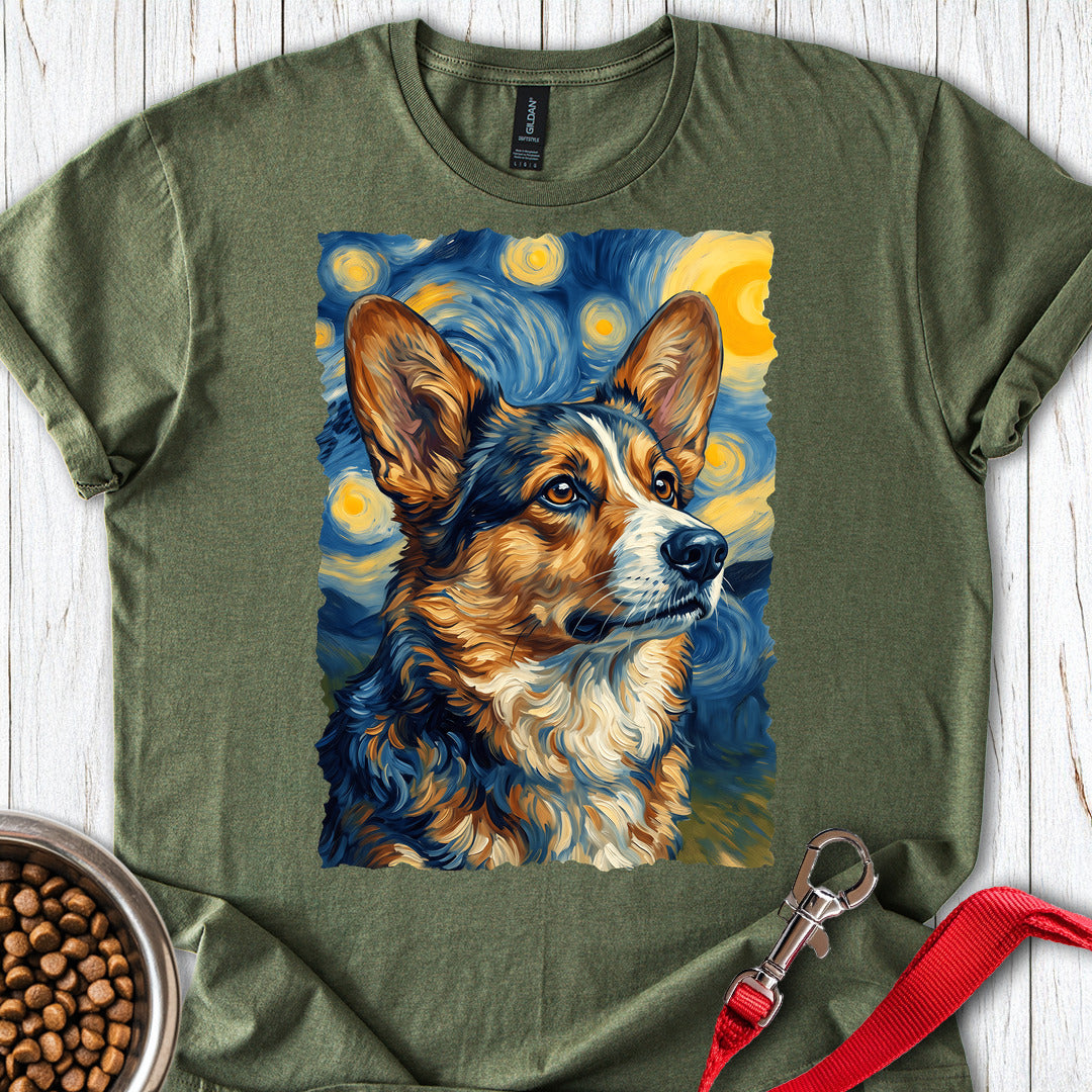 Cardigan Welsh Corgi Sable Van Gogh T Shirt Gift For Dog Lover