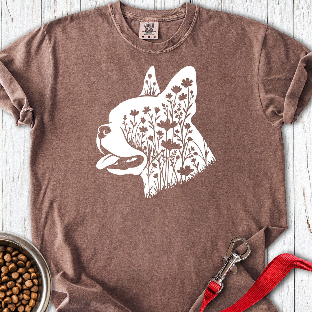 Boston Terrier Flowers Premium Tee Gift For Dog Lover