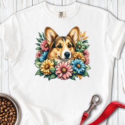 Cardigan Welsh Corgi Sable Flowers Premium Tee Gift For Dog Lover