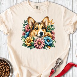 Cardigan Welsh Corgi Sable Flowers Premium Tee Gift For Dog Lover