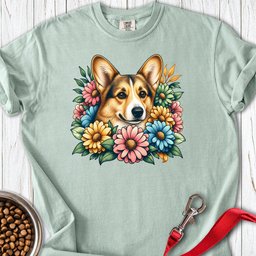 Cardigan Welsh Corgi Sable Flowers Premium Tee Gift For Dog Lover