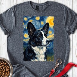 Cardigan Welsh Corgi Black And White Van Gogh T Shirt Gift For Dog Lover