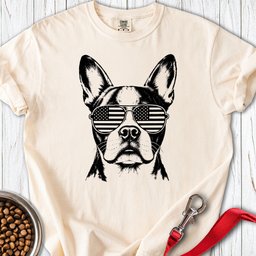 Boston Terrier Flag Shades Premium Tee Gift For Dog Lover