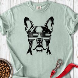 Boston Terrier Flag Shades Premium Tee Gift For Dog Lover