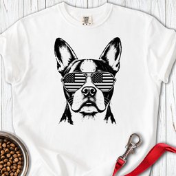 Boston Terrier Flag Shades Premium Tee Gift For Dog Lover