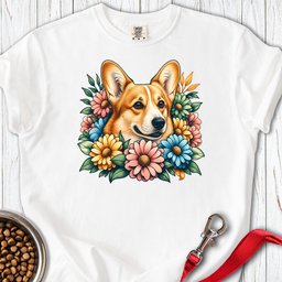 Cardigan Welsh Corgi Red Flowers Premium Tee Gift For Dog Lover
