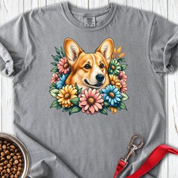 Cardigan Welsh Corgi Red Flowers Premium Tee Gift For Dog Lover