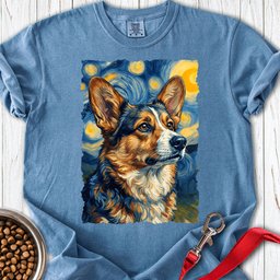 Cardigan Welsh Corgi Sable Van Gogh Premium Tee Gift For Dog Lover