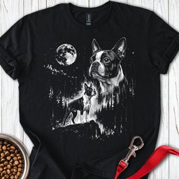 Boston Terrier Moonlight T Shirt Gift For Dog Lover