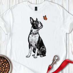 Boston Terrier Butterfly T Shirt Gift For Dog Lover