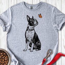 Boston Terrier Butterfly T Shirt Gift For Dog Lover