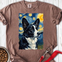 Cardigan Welsh Corgi Black And White Van Gogh Premium Tee Gift For Dog Lover