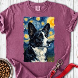 Cardigan Welsh Corgi Black And White Van Gogh Premium Tee Gift For Dog Lover