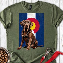 Chocolate Labrador Colorado Flag T Shirt Gift For Dog Lover