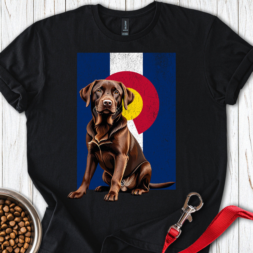 Chocolate Labrador Colorado Flag T Shirt Gift For Dog Lover