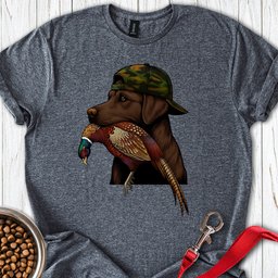 Chocolate Lab Pheasant Hunter T Shirt Gift For Dog Lover