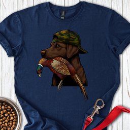 Chocolate Lab Pheasant Hunter T Shirt Gift For Dog Lover