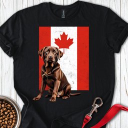 Chocolate Labrador Canada Flag T Shirt Gift For Dog Lover
