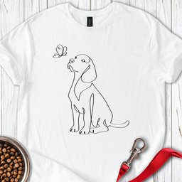 Cute Labrador Line Art T Shirt Gift For Dog Lover