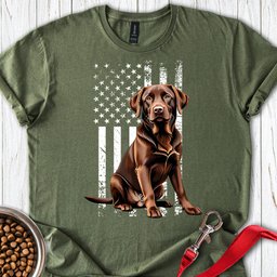 Chocolate Labrador USA Flag T Shirt Gift For Dog Lover
