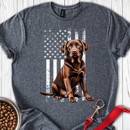 Chocolate Labrador USA Flag T Shirt Gift For Dog Lover