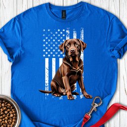 Chocolate Labrador USA Flag T Shirt Gift For Dog Lover