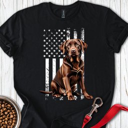 Chocolate Labrador USA Flag T Shirt Gift For Dog Lover
