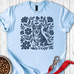 Corgi Linocut T Shirt Gift For Dog Lover