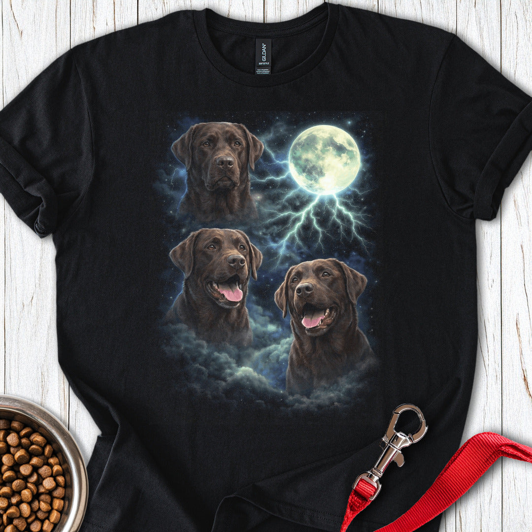 Chocolate Labrador Moon Retro T Shirt Gift For Dog Lover