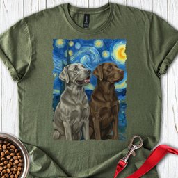 Chocolate And Silver Lab Starry Night T Shirt Gift For Dog Lover