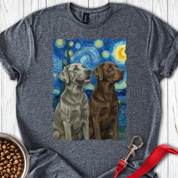 Chocolate And Silver Lab Starry Night T Shirt Gift For Dog Lover