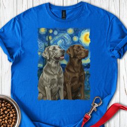 Chocolate And Silver Lab Starry Night T Shirt Gift For Dog Lover